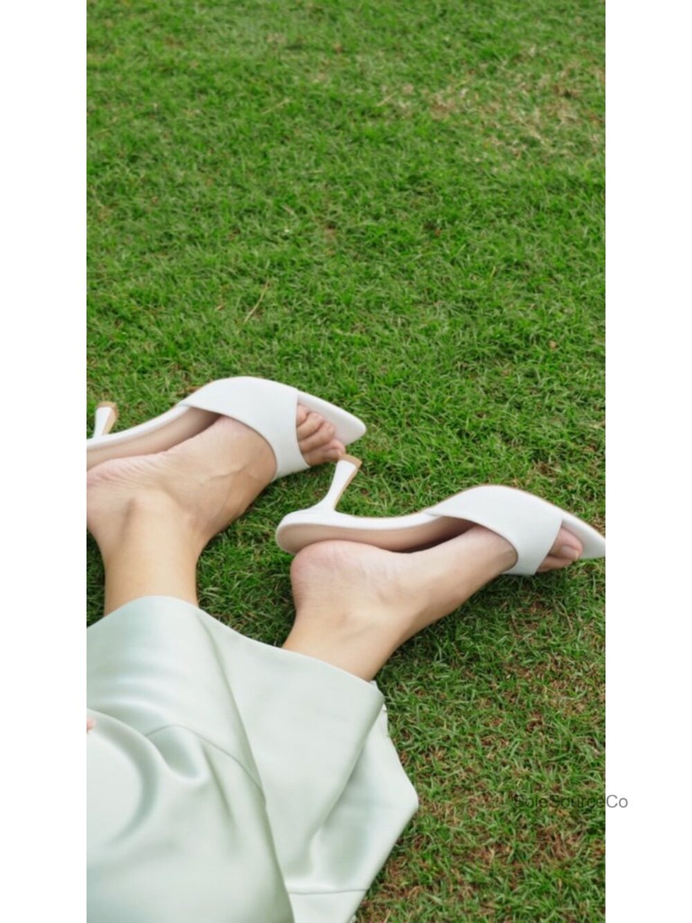 Women's Kitten Heel Mules Pointed Open Toe Faux Patent Leather Slip On Heels - Picture 6 of 6